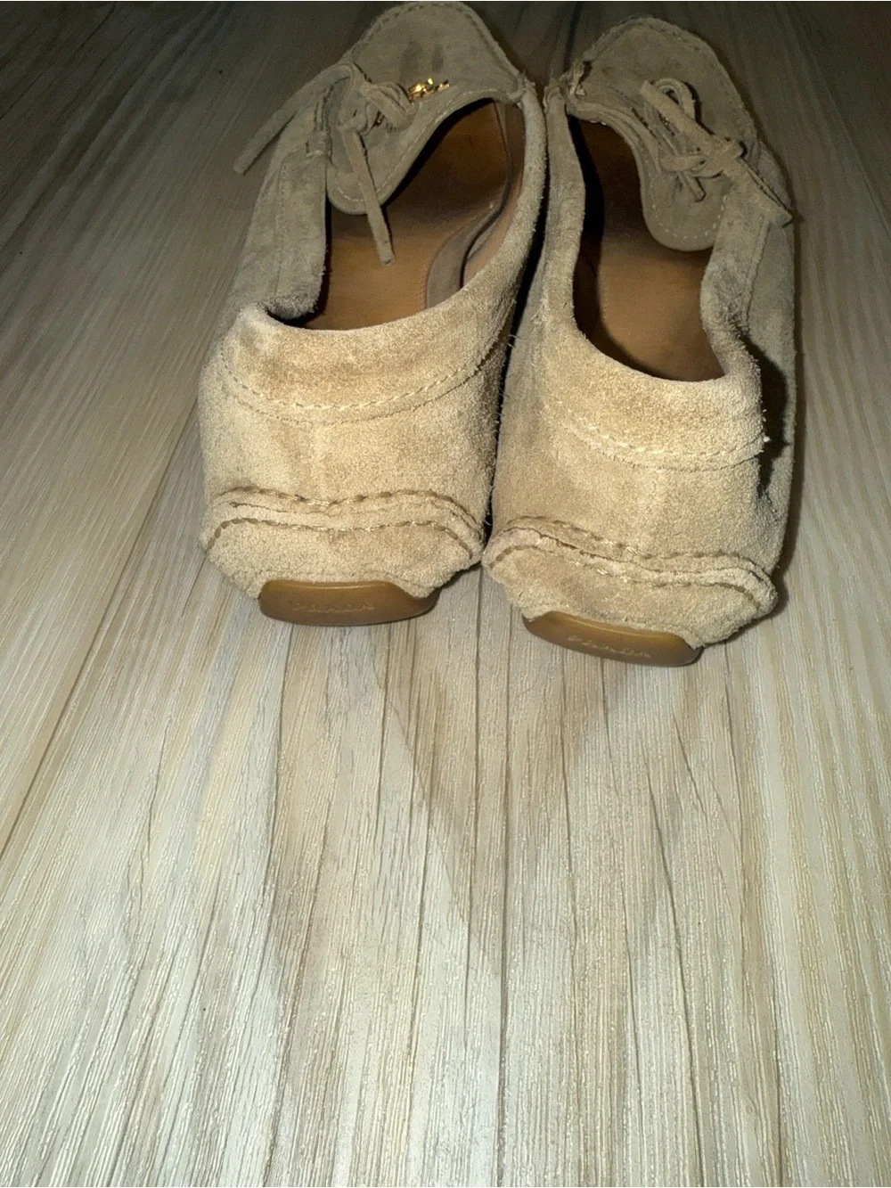 Prada Beige Suede Bow Moccasin Loafers